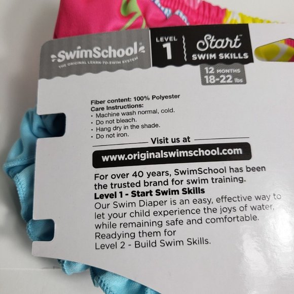 Swimschool Reusable Swim Diaper UPF 50 Level 1 18-22 lbs 12M Swim Mermaid Pink - Picture 12 of 16
